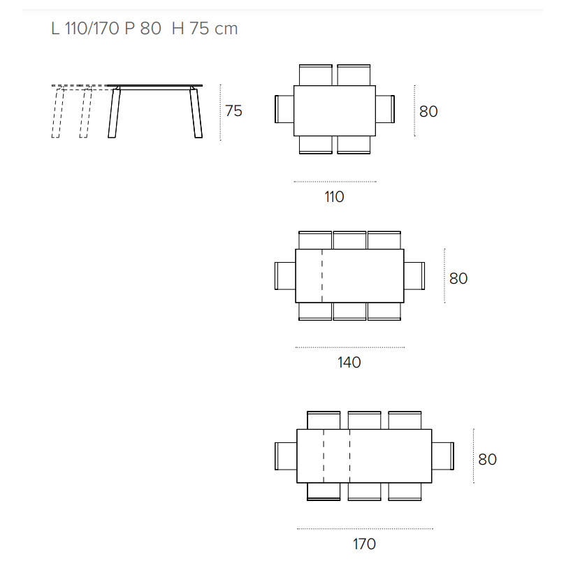 Tavolo allungabile DEIMOS 110 -... Tavolo allungabile DEIMOS 110 -...