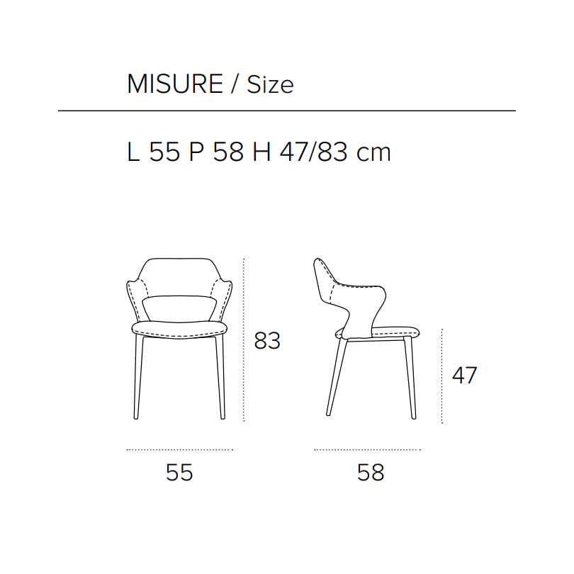 Sedia SEATTLE Interamente rivestita...