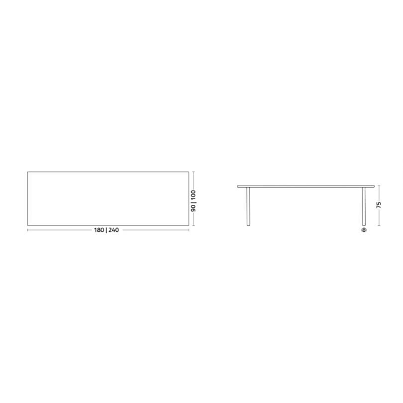 Tavolo SKIN struttura e piano in...