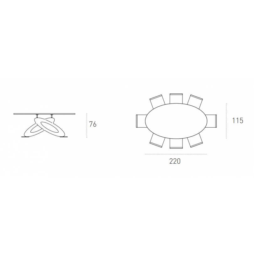 Tavolo fisso ECLIPSE ovale - TARGET...