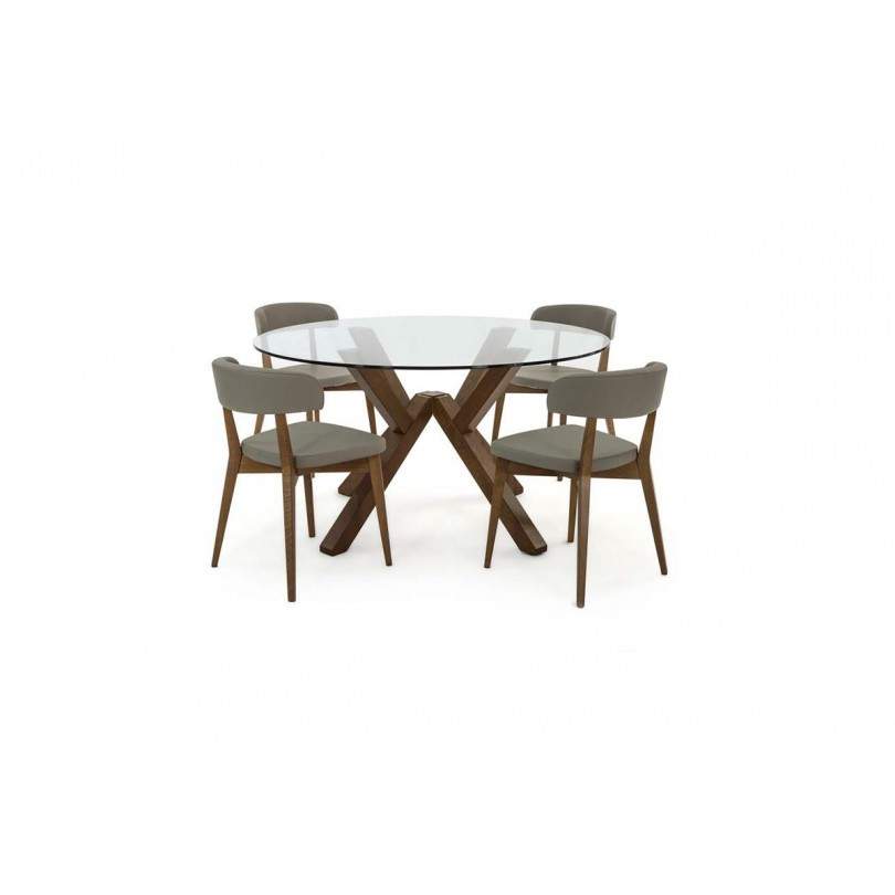 Tavolo rotondo Mikado piano in vetro...