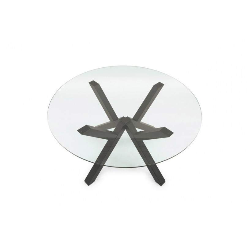 Tavolo rotondo Mikado piano in vetro...