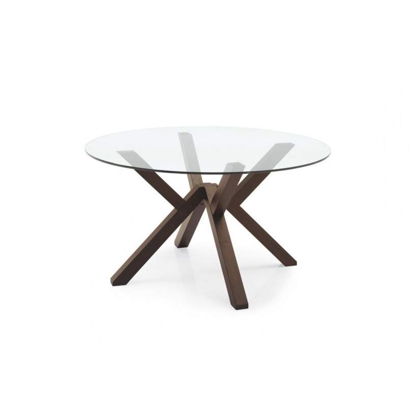 Tavolo rotondo Mikado piano in vetro...