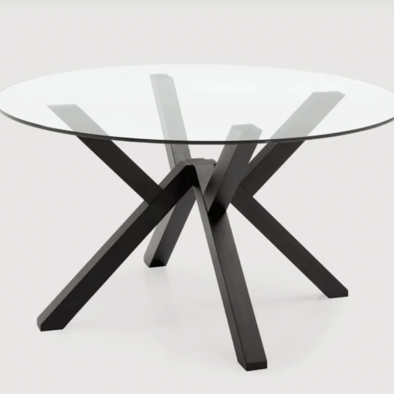 Tavolo rotondo Mikado piano in vetro...