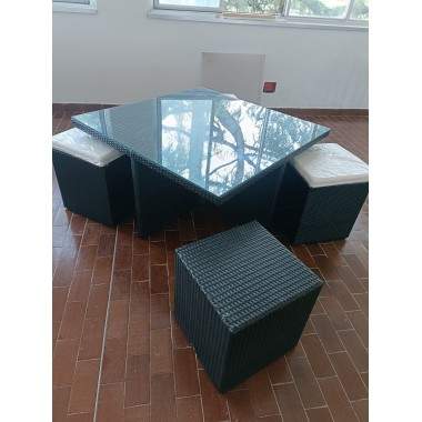 set tavolino + 4 pouf in... 2