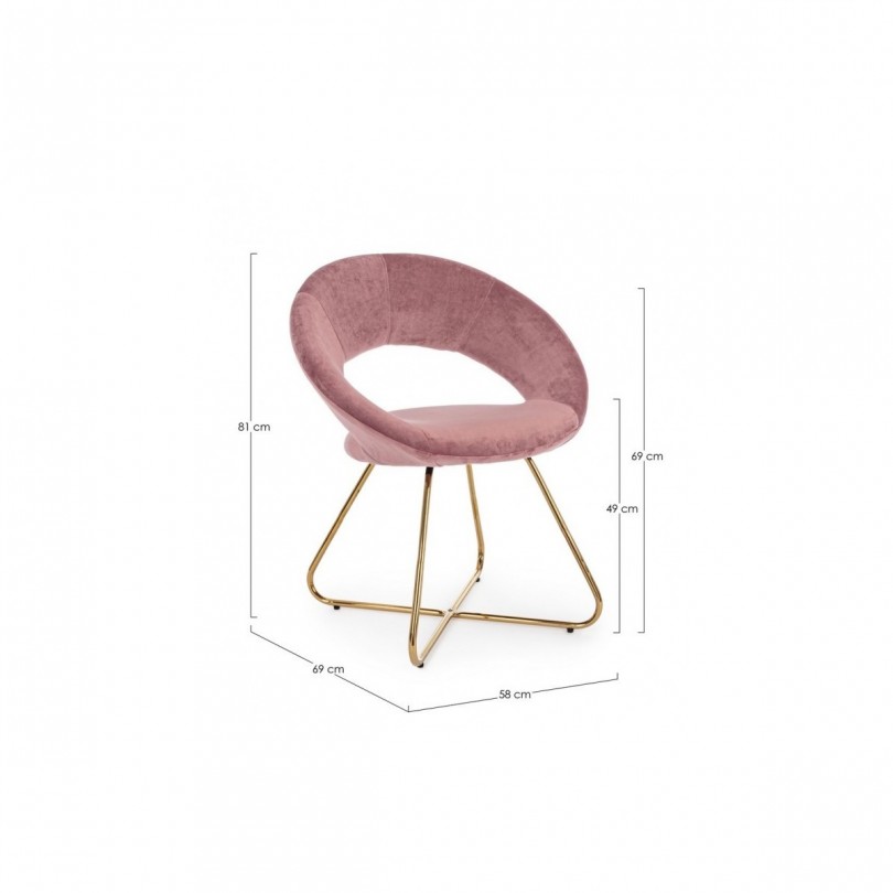 POLTRONA VANITY ORO VELLUTO ROSA