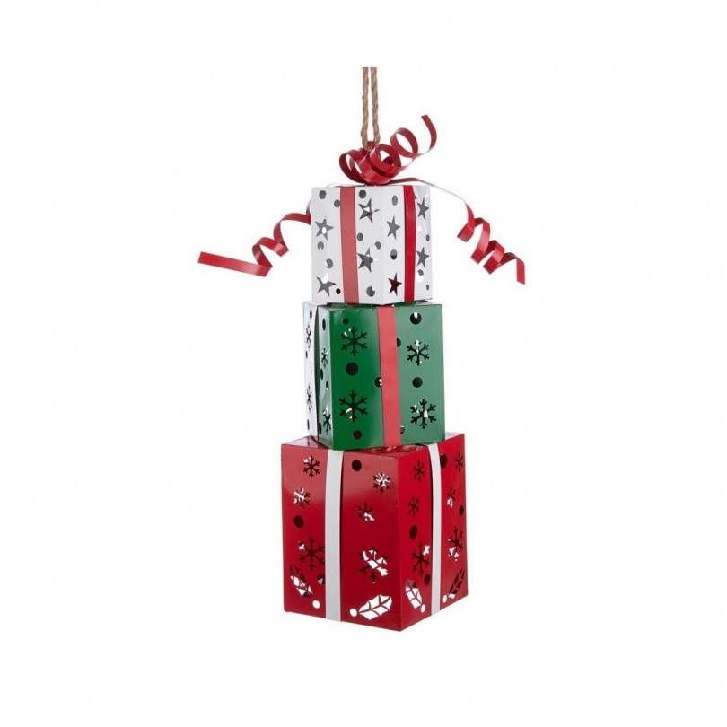 DECORAZIONE PACCO REGALO ROSSO-BIA-VERDE