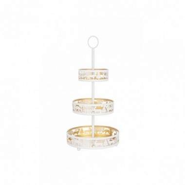 ALZATINA 3P WHITLEY BIANCO-ORO