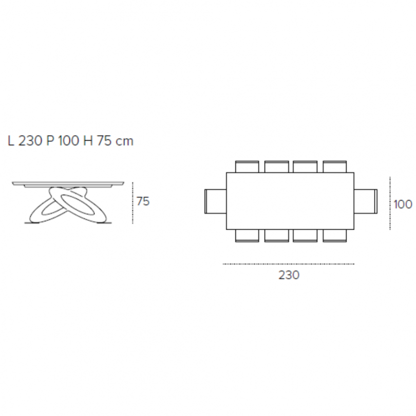 Tavolo fisso ECLPISE con piano...