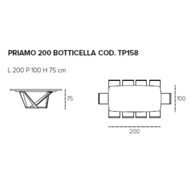 Tavolo fisso PRIAMO con piano a...