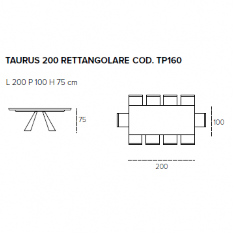 Tavolo fisso TAURUS rettangolare in... Tavolo fisso TAURUS rettangolare in...
