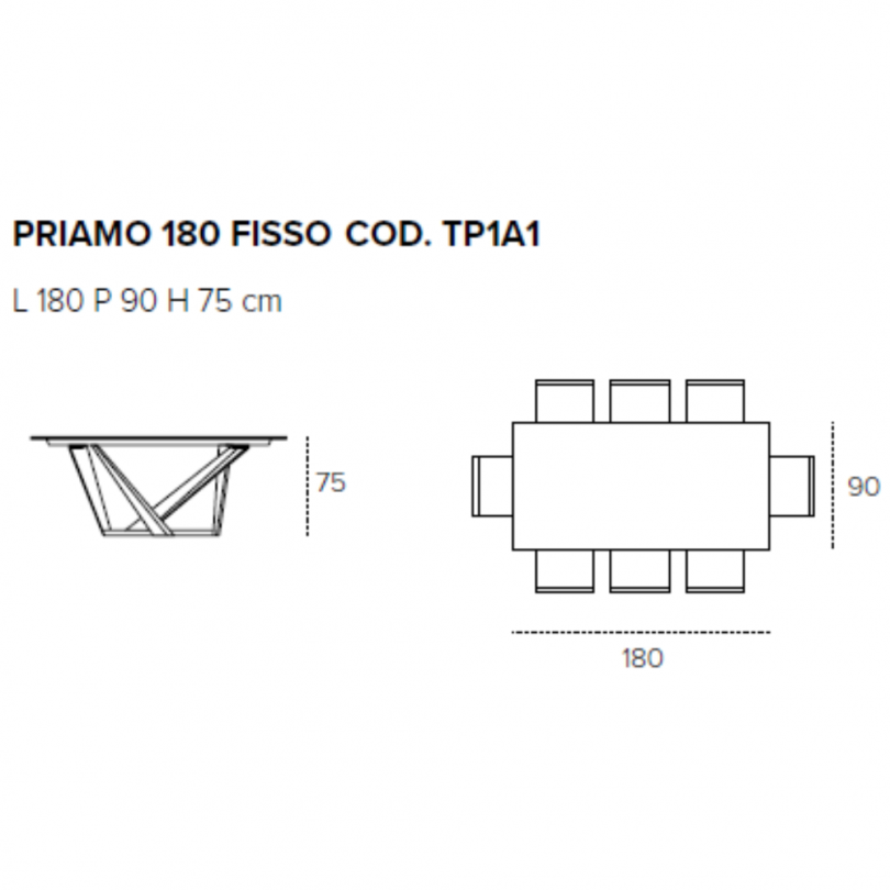 Tavolo fisso PRIAMO rettangolare in...