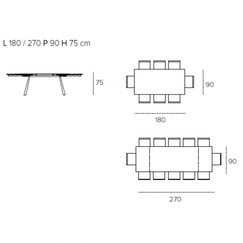 Tavolo allungabile PONENTE con piano...