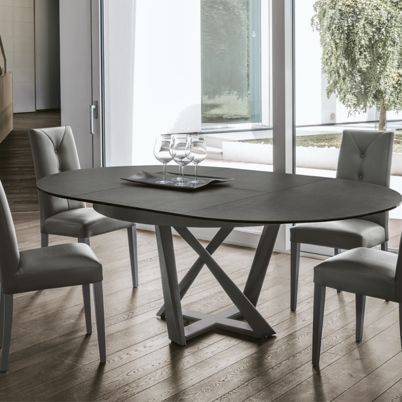 Tavolo Rotondo In Vetro Sicurezza Ø60cm H70cm - Piedistallo Cromato Per Interni Ed Esterni - Foto 4