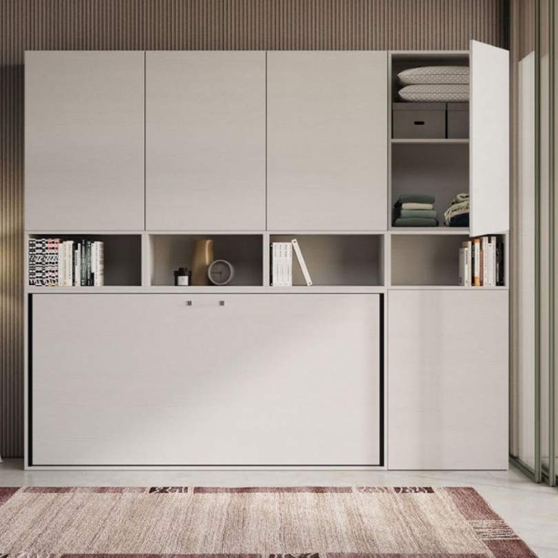 Letto singolo a scomparsa con mobili...