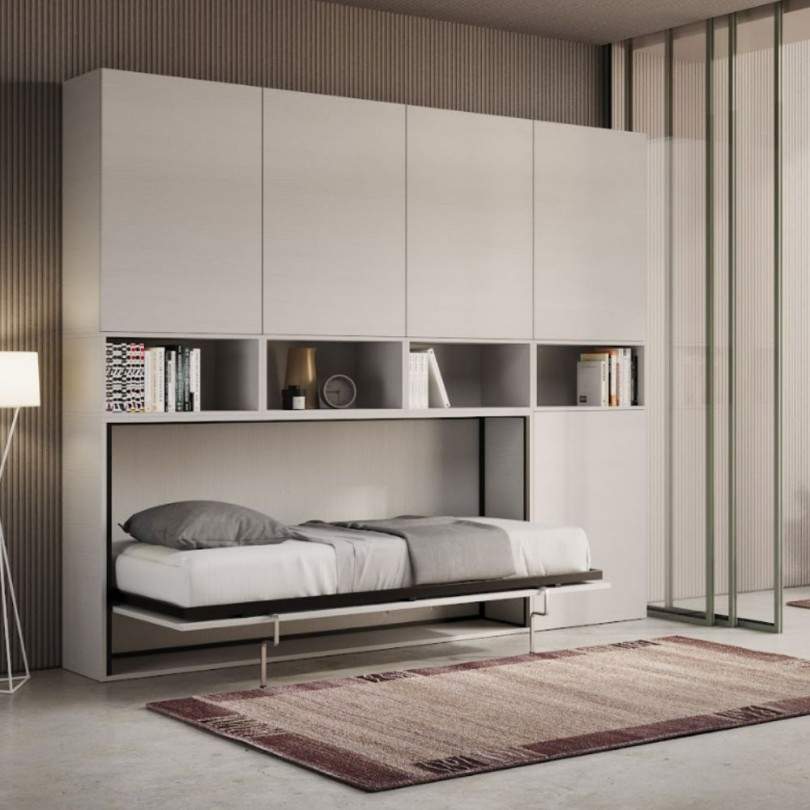 Letto singolo a scomparsa con mobili...