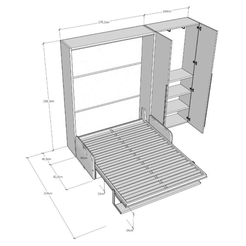 Letto matrimoniale verticale a...