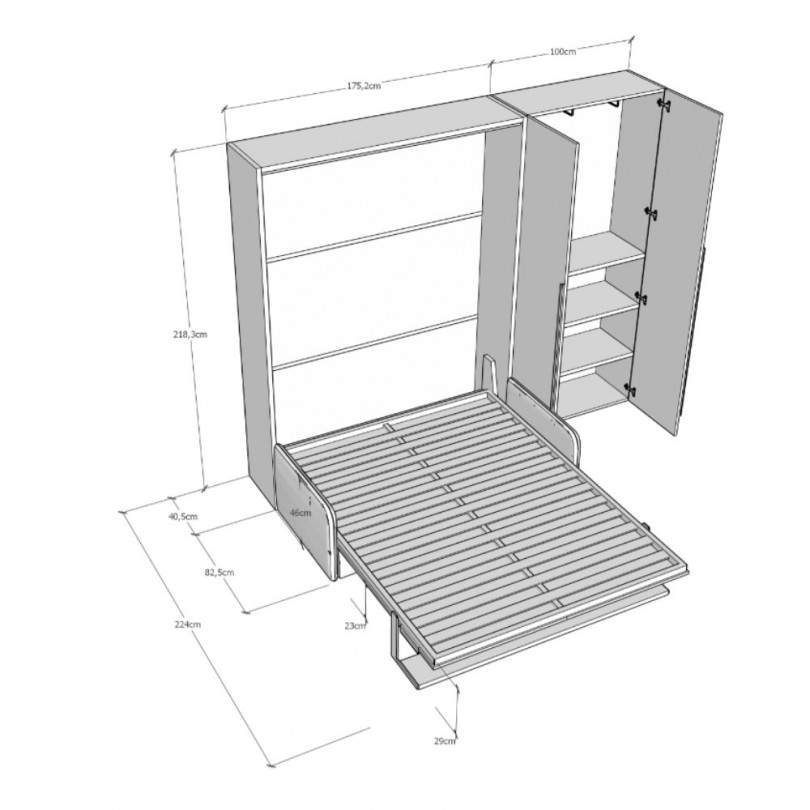 Letto matrimoniale verticale a...