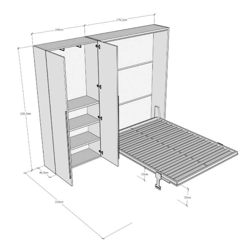 Letto matrimoniale verticale a...