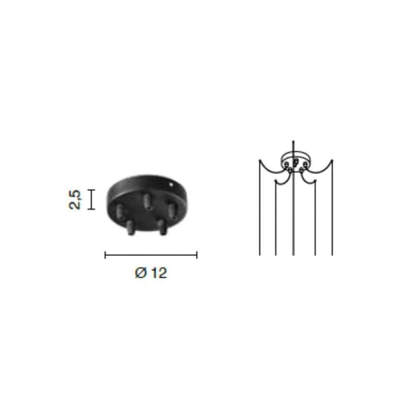 Base per lampada 12 cm con 5 FORI... Base per lampada 12 cm con 5 FORI...