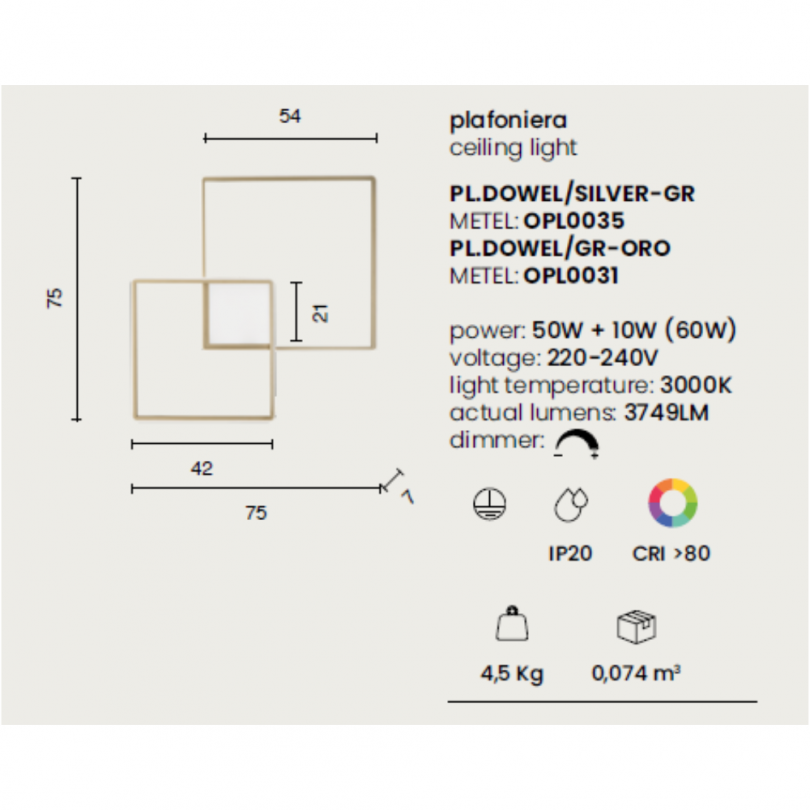 Plafoniera DOWEL - ONDALUCE