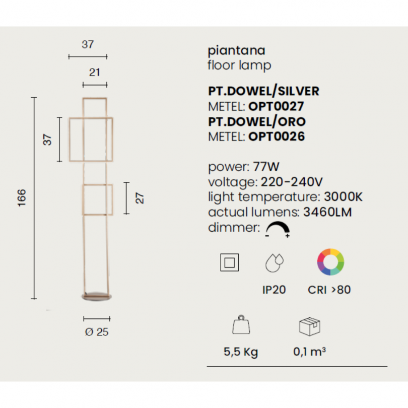 Piantana DOWEL - ONDALUCE