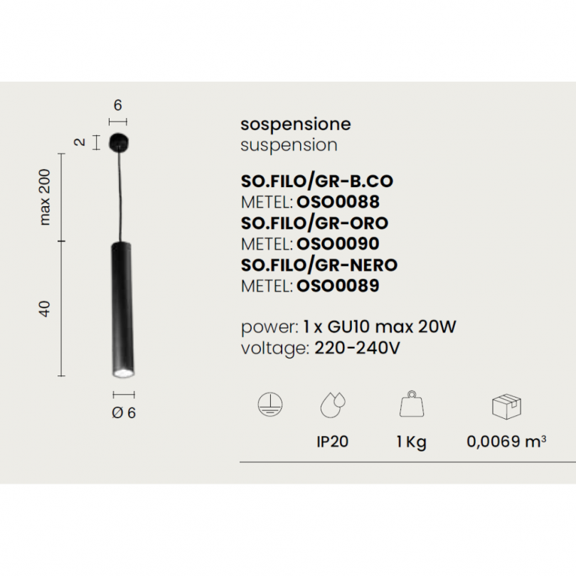 Lampada a sospensione FILO CEILING -...
