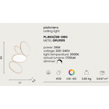 Plafoniera RICE - ONDALUCE 2