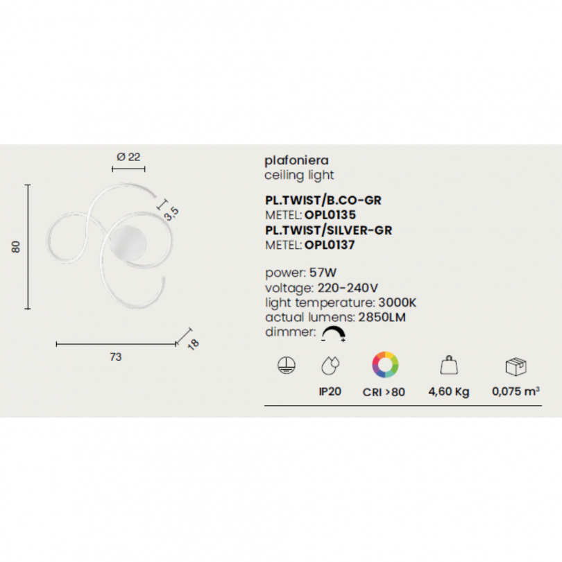 Plafoniera TWIST - Ondaluce