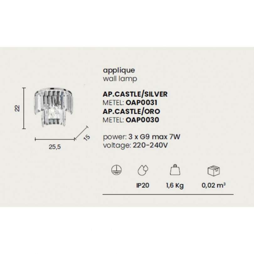 Lampada a parete CASTLE - Ondaluce Lampada a parete CASTLE - Ondaluce