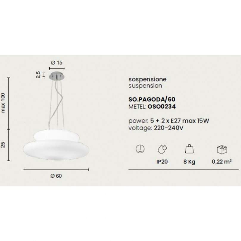 Lampada sospesa PAGODA - Ondaluce