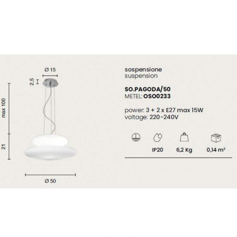 Lampada sospesa PAGODA - Ondaluce
