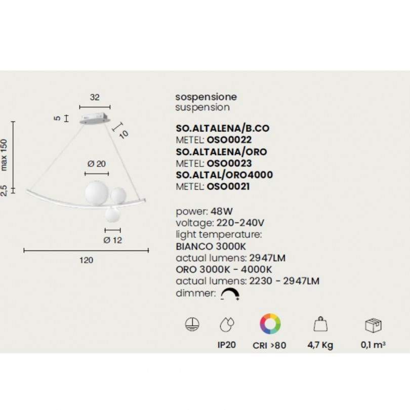 Lampada sospesa ALTALENA - Ondaluce