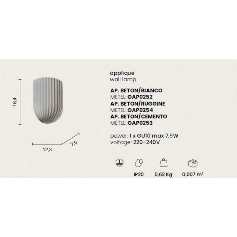 Lampada a parete BETON - Ondaluce