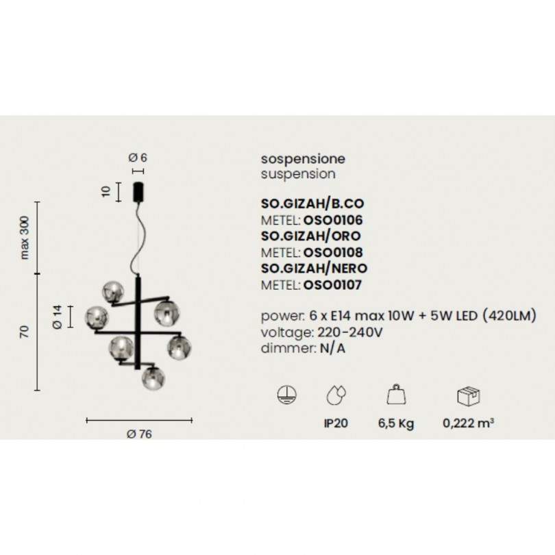 Lampada sospesa GIZAH - Ondaluce Lampada sospesa GIZAH - Ondaluce