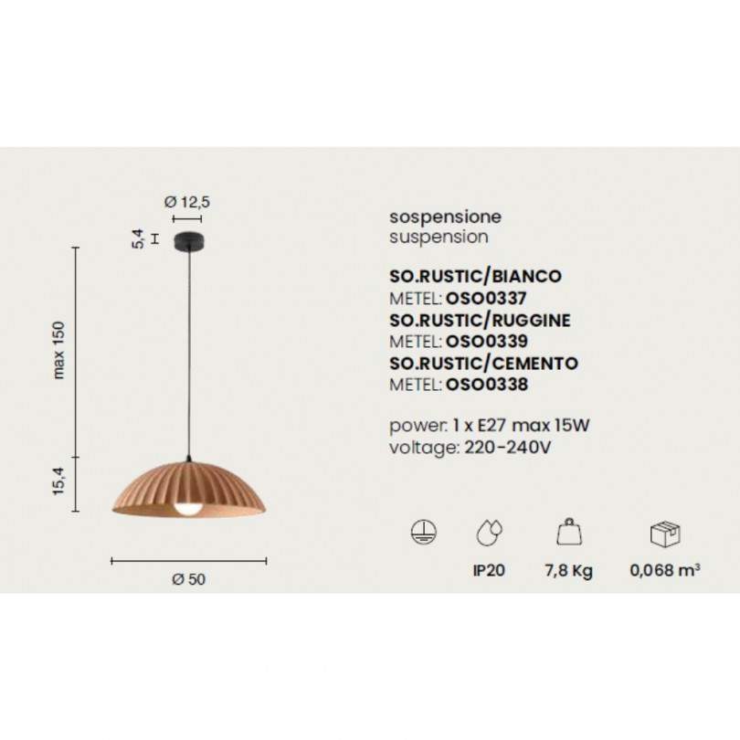 Lampada sospesa CONCRETE - Ondaluce