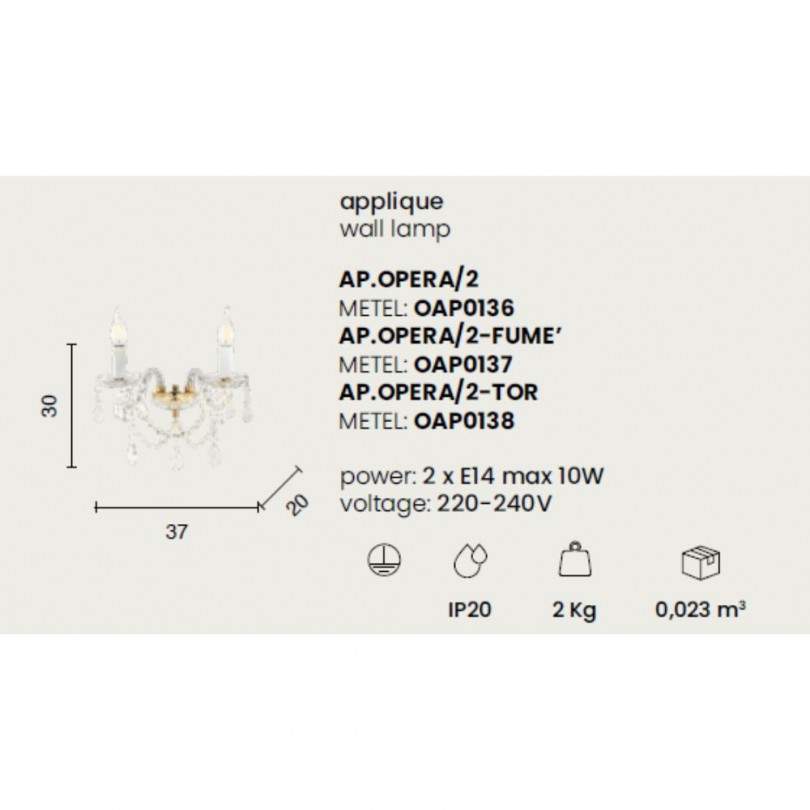 Lampada a parete OPERA - Ondaluce Lampada a parete OPERA - Ondaluce