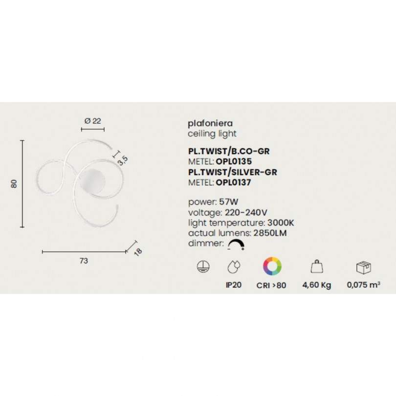 Lampada a parete TWIST - Ondaluce Lampada a parete TWIST - Ondaluce