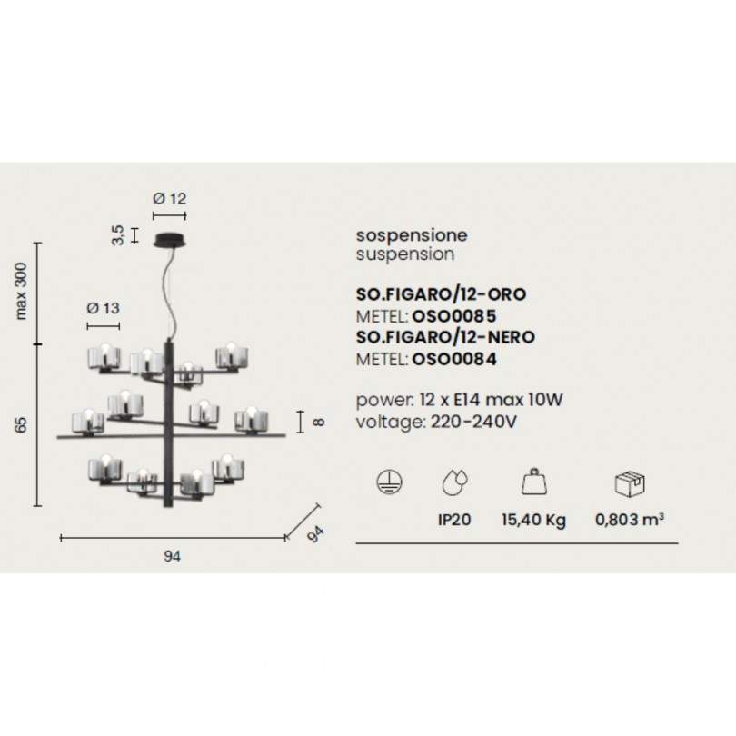 Lampada sospesa FIGARO - Ondaluce