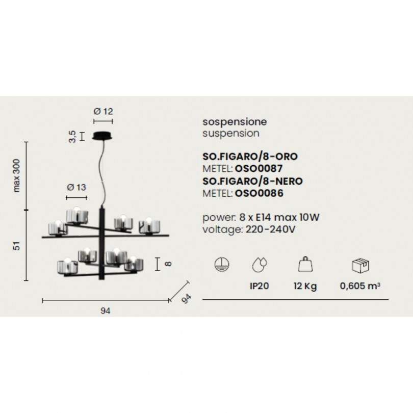 Lampada sospesa FIGARO - Ondaluce