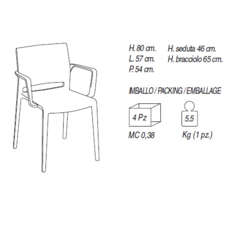 Sedia BAKHITA con braccioli - CASA...