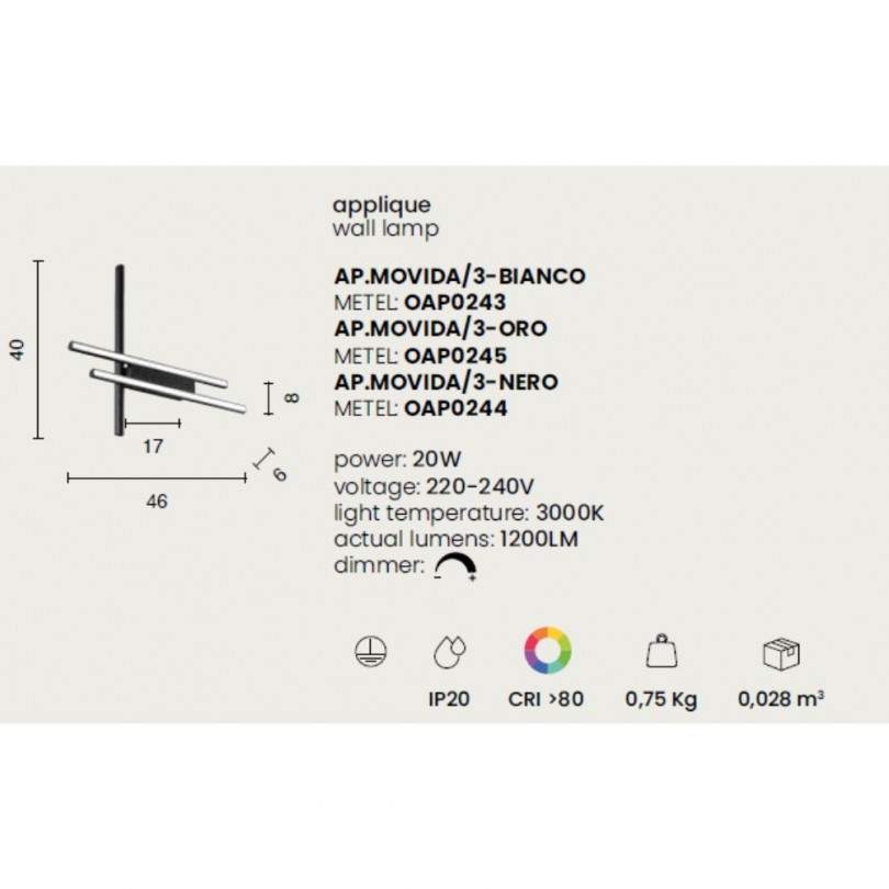 Lampada a parete MOVIDA - Ondaluce