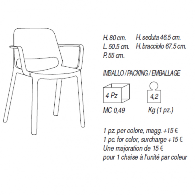 Sedia LIMA con braccioli - CASA FLORIDA Sedia LIMA con braccioli - CASA FLORIDA