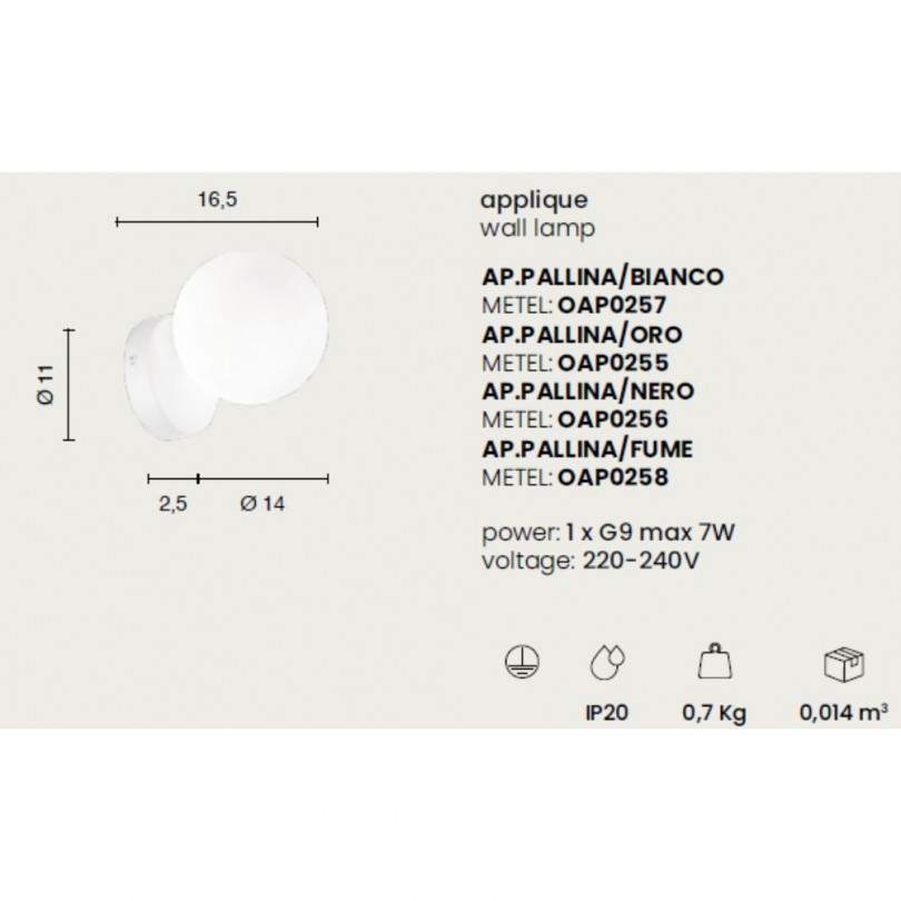 Lampada a parete PALLINA - Ondaluce