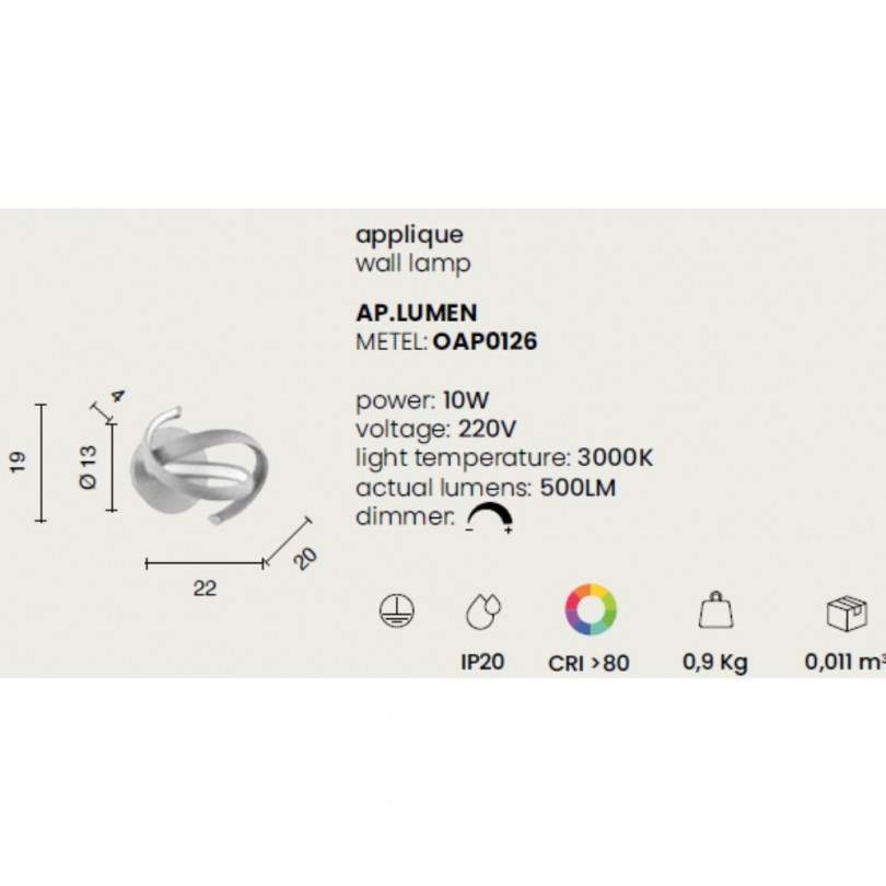 Lampada a parete LUMEN - Ondaluce