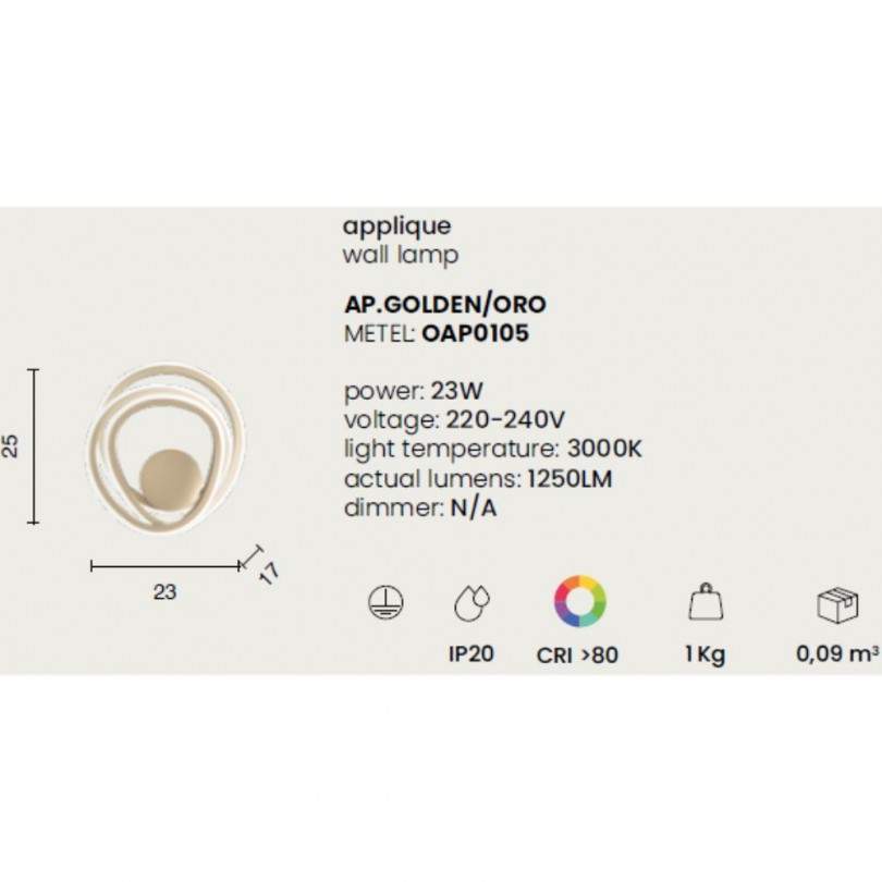 Lampada a parete GOLDEN - Ondaluce Lampada a parete GOLDEN - Ondaluce