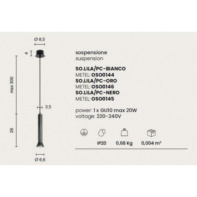 Lampada sospesa LILA - Ondaluce