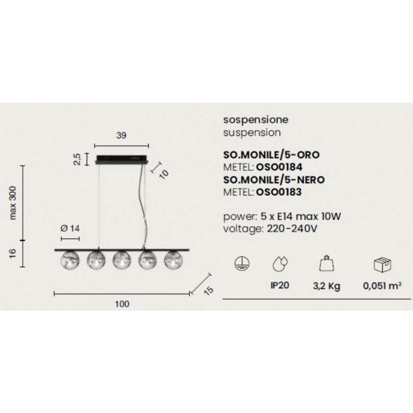 Lampada sospesa MONILE - Ondaluce