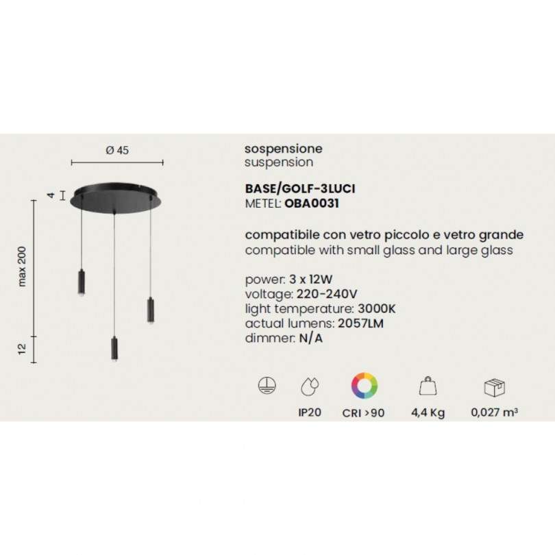 Lampada sospesa GOLF - Ondaluce