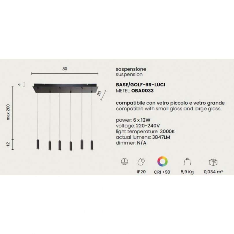 Lampada sospesa GOLF - Ondaluce